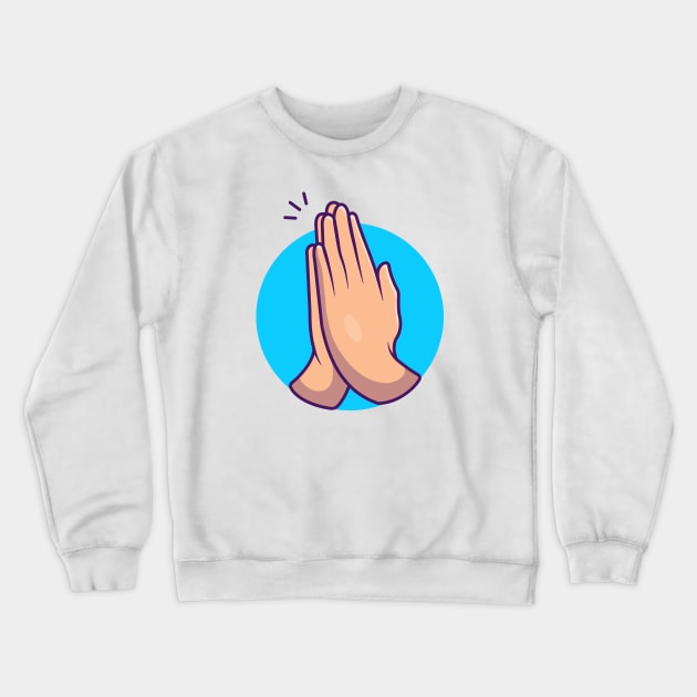 Namaste hand sign gesture cartoon Crewneck Sweatshirt by Catalyst Labs